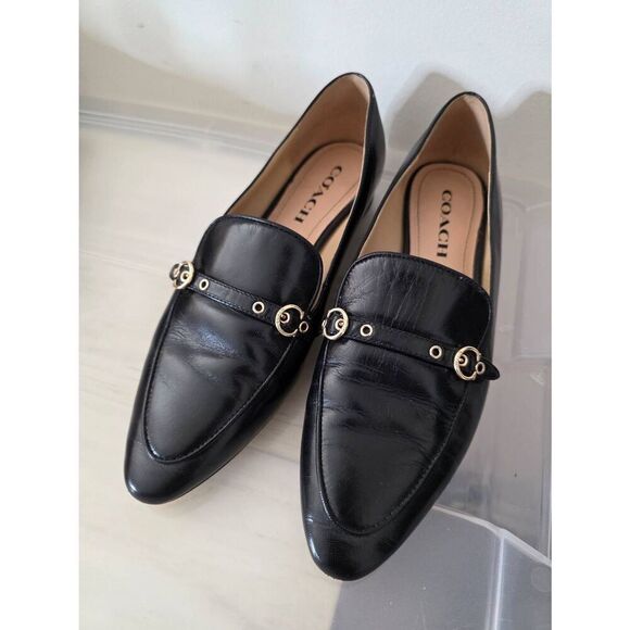 Coach Shoes Isabel Loafer Leather upper Black Size 7.5 - Picture 1 of 11